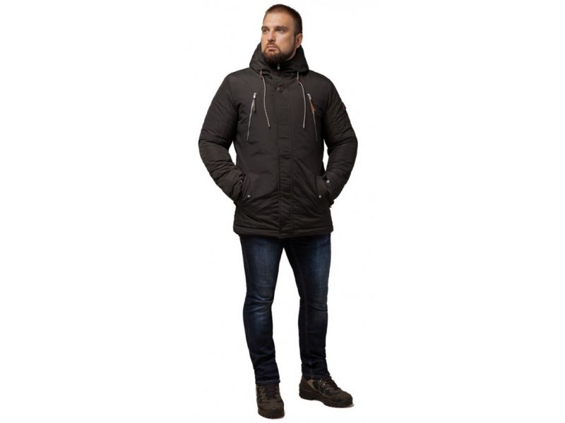 Коричневая парка мужская зимняя теплая модель 43015, фото 1