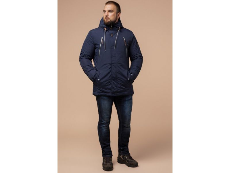 Парка синяя мужская зимняя стандартной длины модель 43015, фото 1
