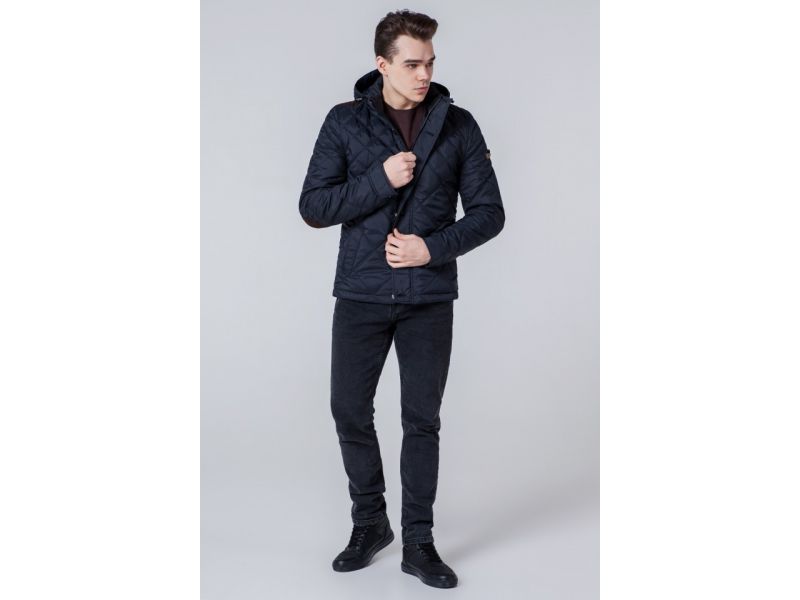 Мужская осенне-весенняя черно-синяя ветровка модель 1268, фото 1