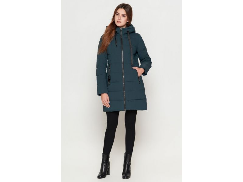 Зимний молодежный бирюзовый пуховик женский модель 25125, фото 1