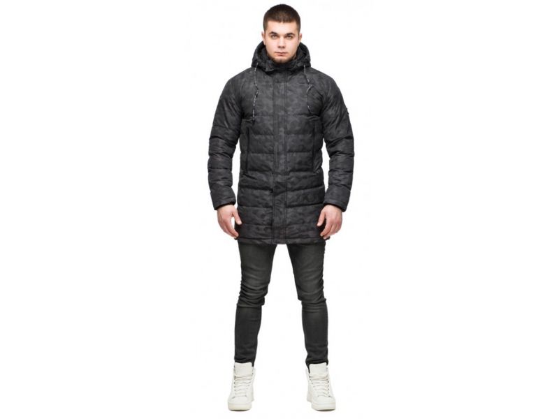 Дизайнерская мужская молодежная куртка черная на зиму модель 25260, фото 1