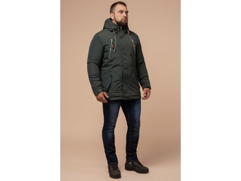 Мужская парка цвета хаки зимняя модель 43015, фото 1