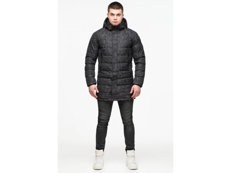 Дизайнерская мужская молодежная куртка черная на зиму модель 25260, фото 2