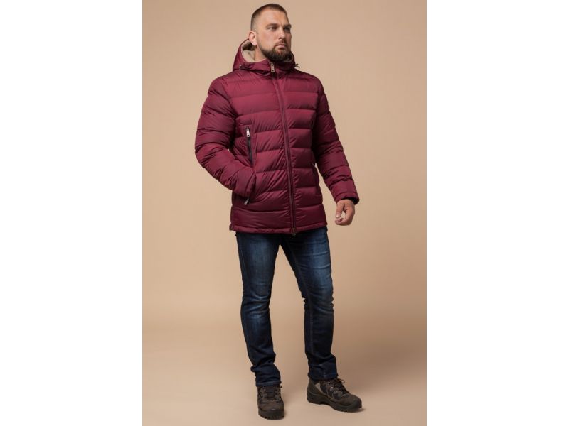 Куртка мужская удобная зимняя цвет бордовый модель 25285, фото 1