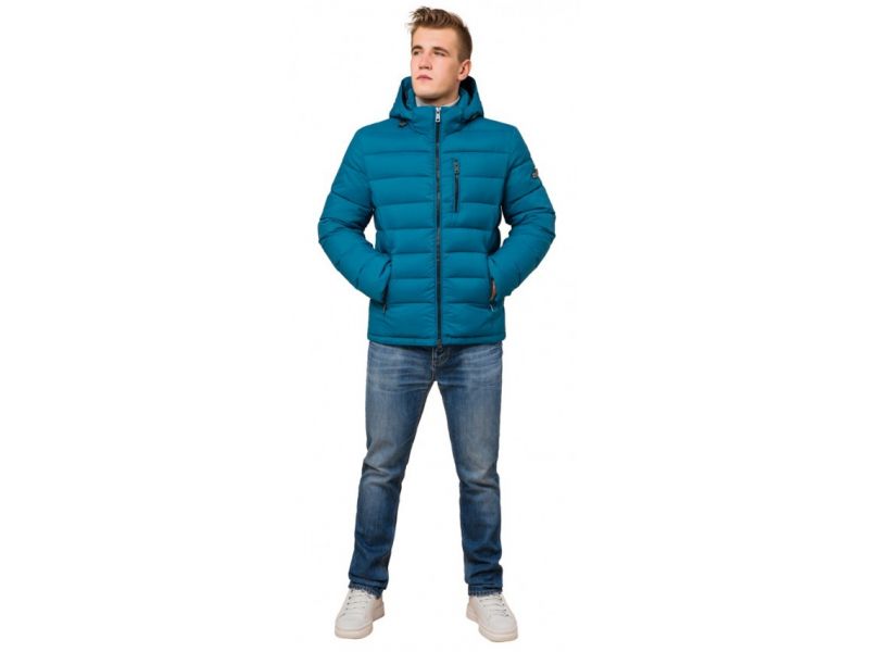 Бирюзовая теплая куртка зимняя для мужчин модель 36450, фото 1