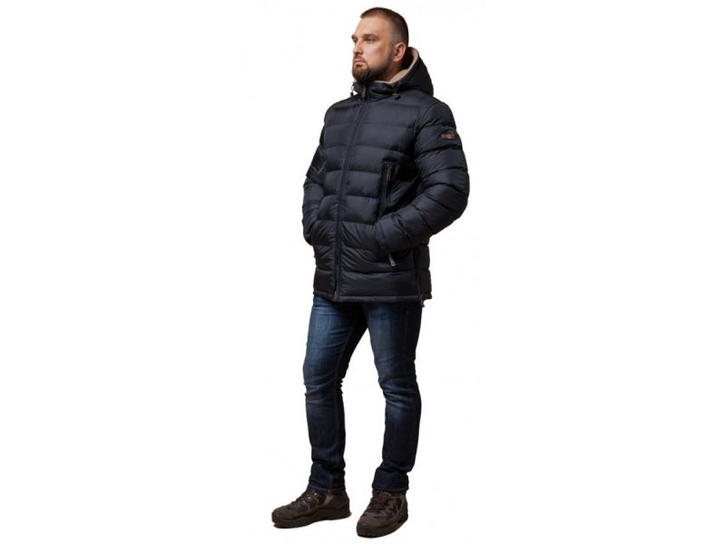 Куртка зимняя для мужчин темно-синяя удобная модель 25285, фото 1
