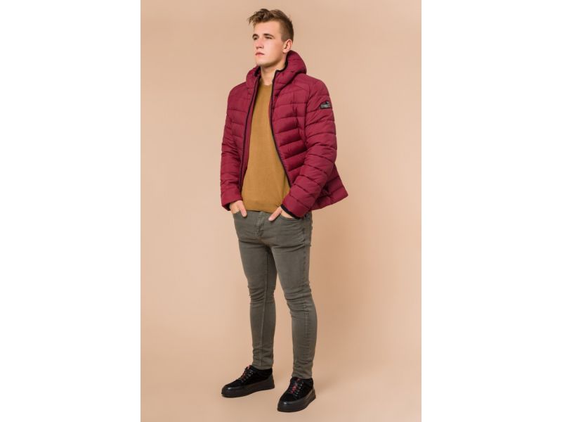 Бордовая мужская куртка на зиму модель 40962, фото 2