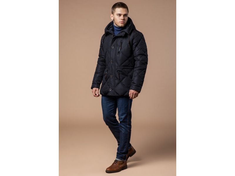 Черная мужская зимняя куртка с капюшоном модель 12481, фото 1