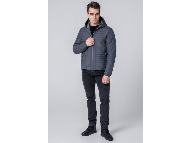 Серая мужская ветровка осенне-весенняя модель 1295, фото 2