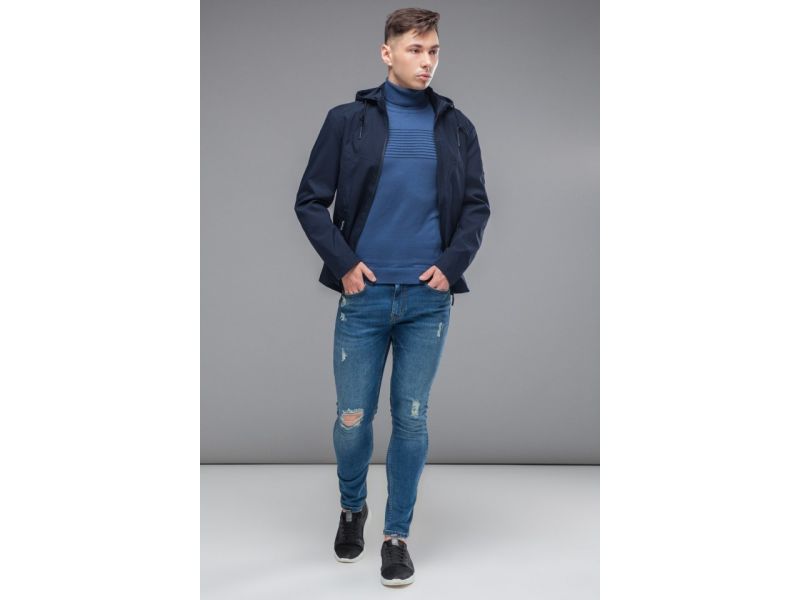 Темно-синяя осенне-весенняя ветровка молодежная мужская модель 12320, фото 2