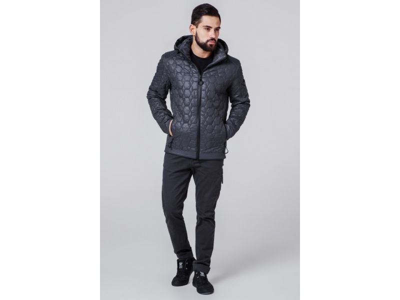 Темно-серая ветровка осенне-весенняя на прорезиненной молнии модель 1272, фото 1