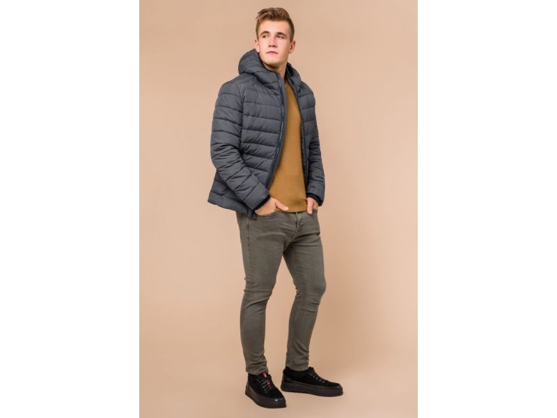 Графитовая мужская куртка теплая зимняя модель 40962, фото 1