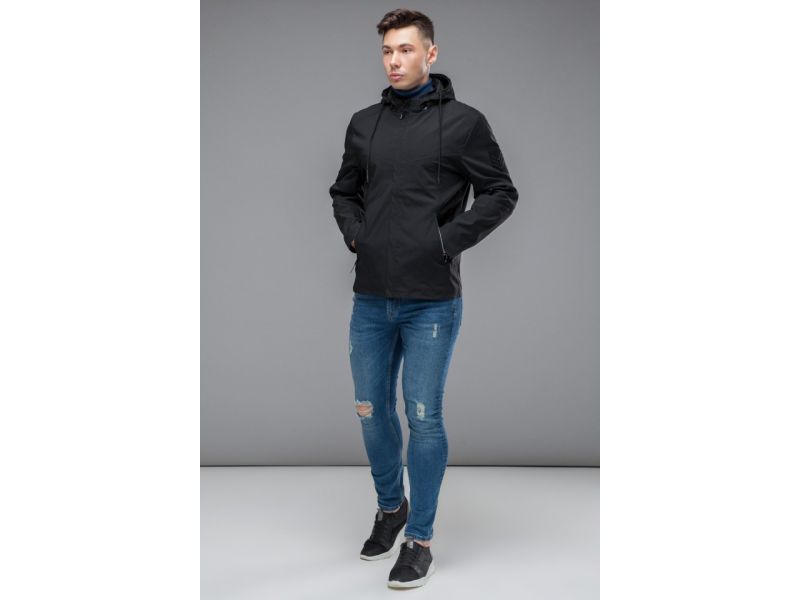 Ветровка молодежная черная мужская осенне-весенняя модель 12320, фото 2