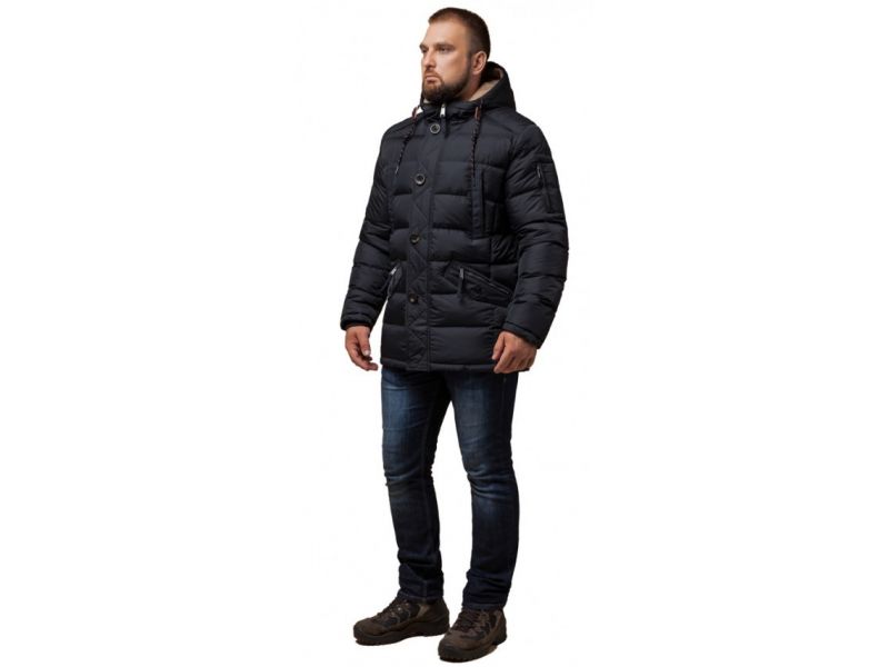Графитовая куртка зимняя качественного пошива для мужчин модель 26402, фото 1