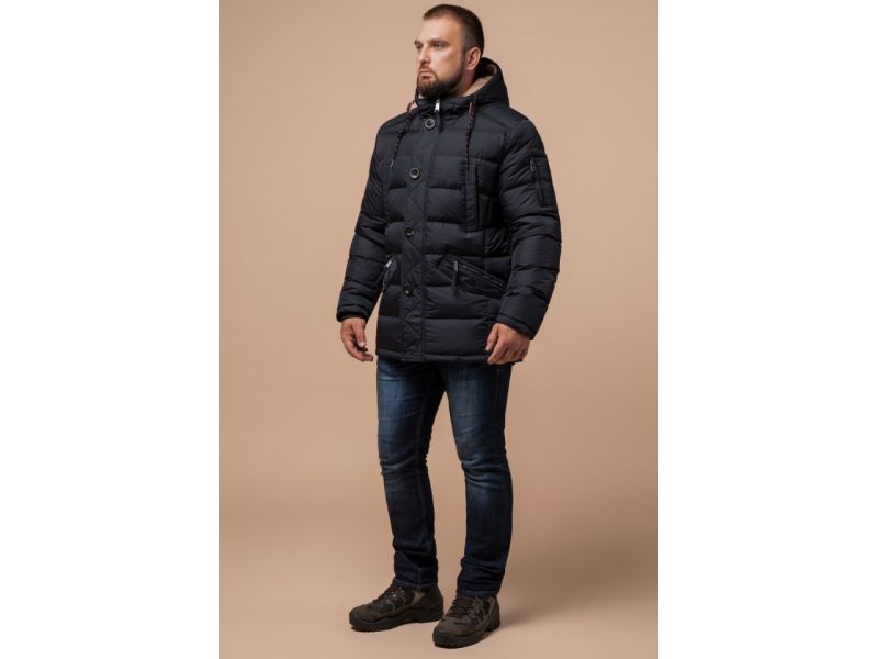 Графитовая куртка зимняя качественного пошива для мужчин модель 26402, фото 2