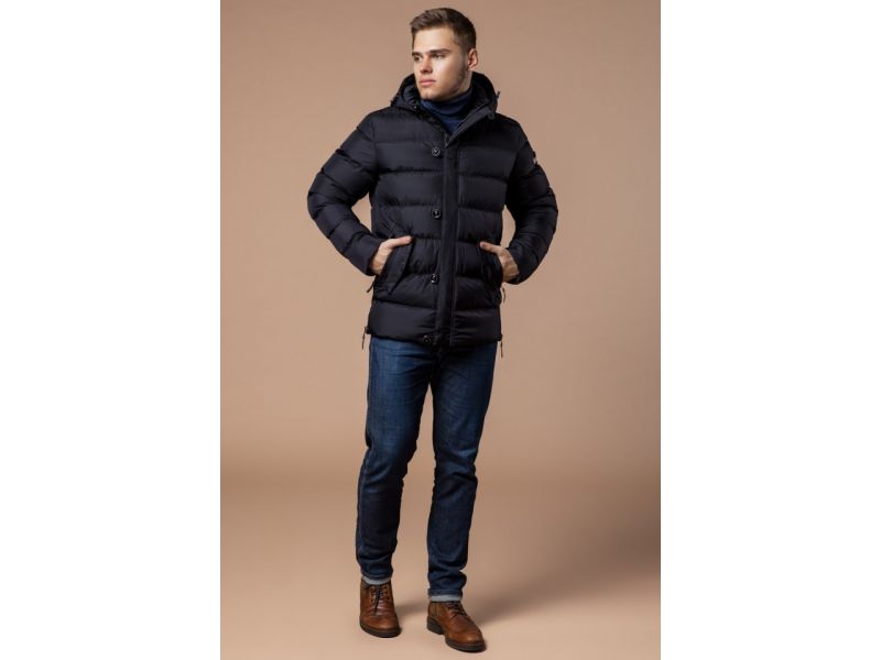 Зимняя черная мужская куртка на молнии модель 20180, фото 2