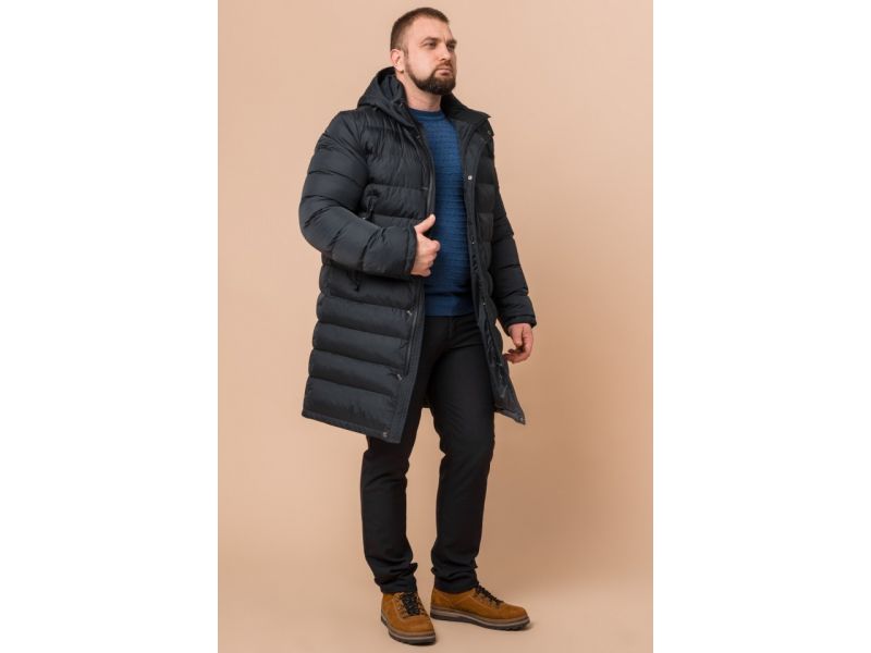Куртка графитового цвета для мужчин зимняя модель 23482, фото 2
