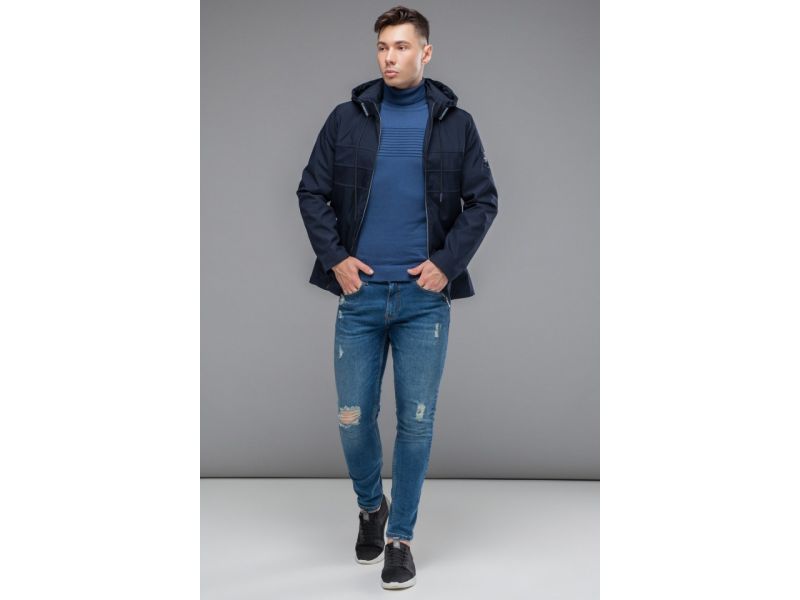 Ветровка темно-синяя мужская молодежная осенне-весенняя модель 25211, фото 2