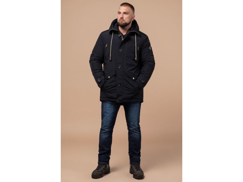 Парка черная мужская на зиму модель 45950, фото 1
