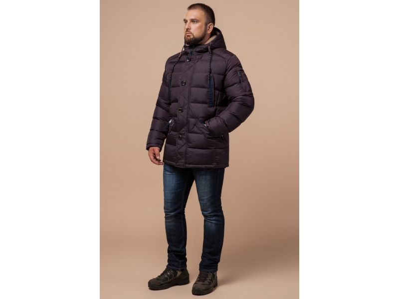 Темно-бордовая зимняя куртка оригинальная для мужчин модель 26402, фото 1