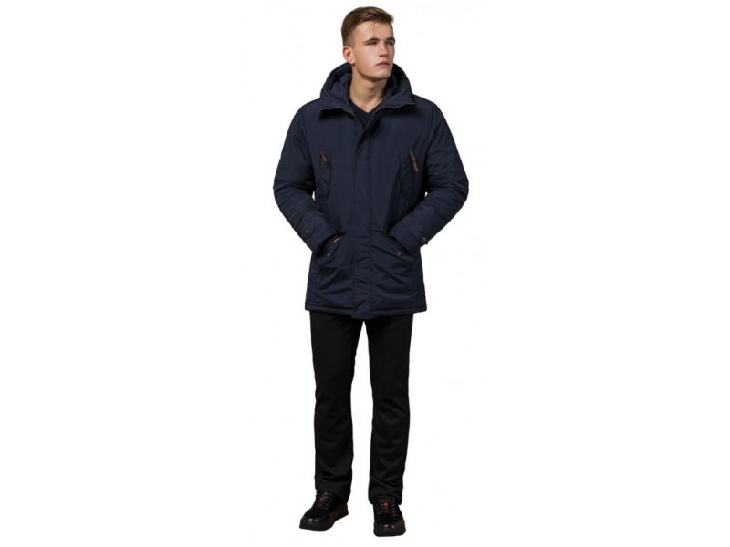 Синяя мужская парка зимняя с манжетами модель 47450, фото 1