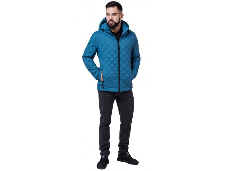 Ветровка стеганая осенне-весенняя бирюзовая мужская модель 1358, фото 1