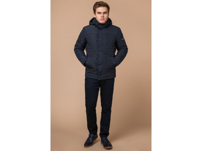 Зимняя синяя мужская куртка с кнопками модель 24534, фото 2