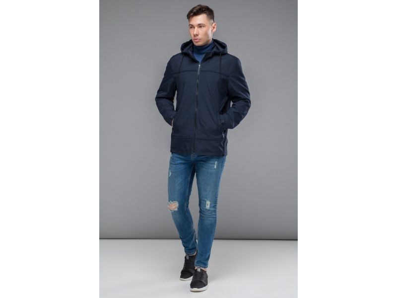 Темно-синяя мужская молодежная ветровка осенне-весенняя модель 44880, фото 2