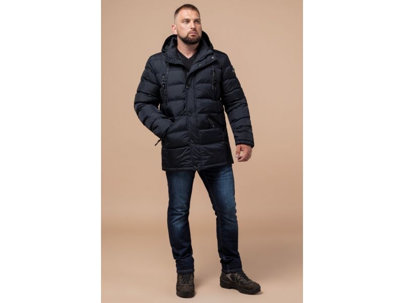 Темно-синяя теплая куртка зимняя мужская модель 27635, фото 2