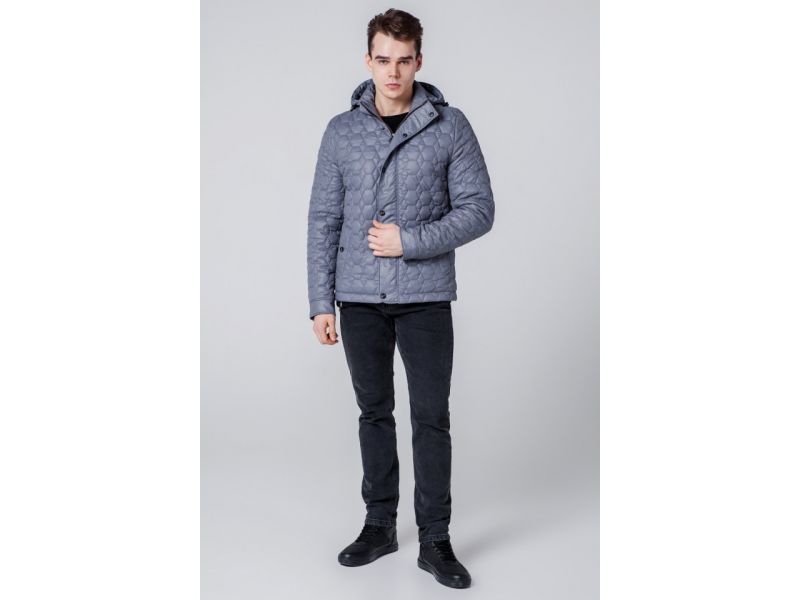 Ветровка серая стеганая мужская осенне-весенняя модель 1386, фото 1