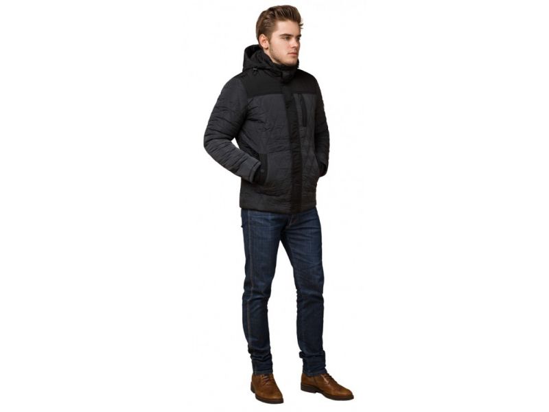 Мужская графитовая куртка зимняя прямого кроя модель 30538, фото 1