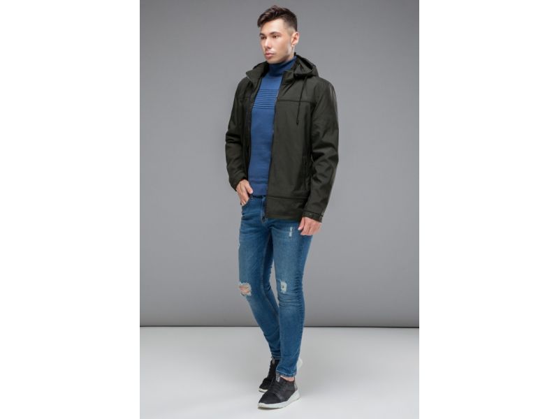 Зеленая осенне-весенняя мужская молодежная ветровка модель 44880, фото 2