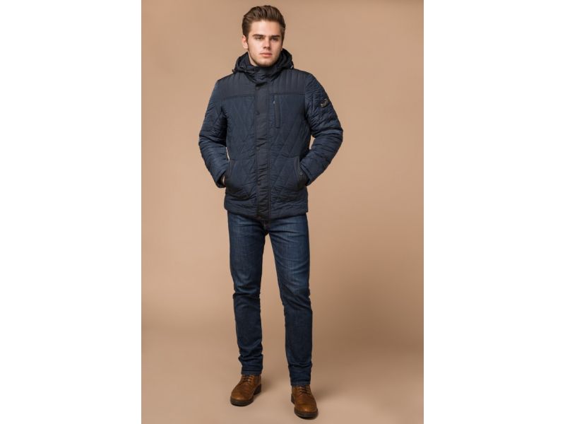 Светло-синяя куртка зимняя на кнопках для мужчин модель 30538, фото 1