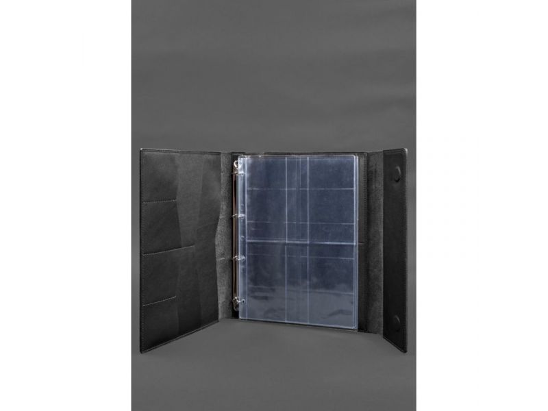 Кожаная папка для документов &amp;quot;Семейная&amp;quot; А4 на сегрегаторе с файлами черная, фото 2