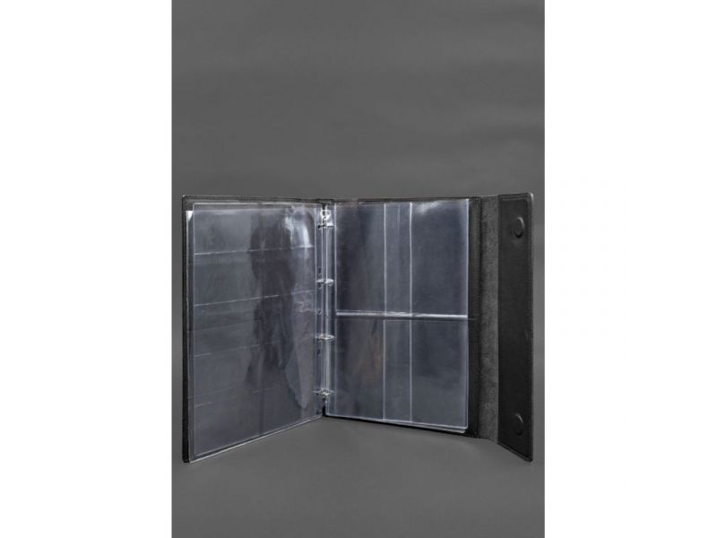 Кожаная папка для документов &amp;quot;Семейная&amp;quot; А4 на сегрегаторе с файлами черная, фото 4