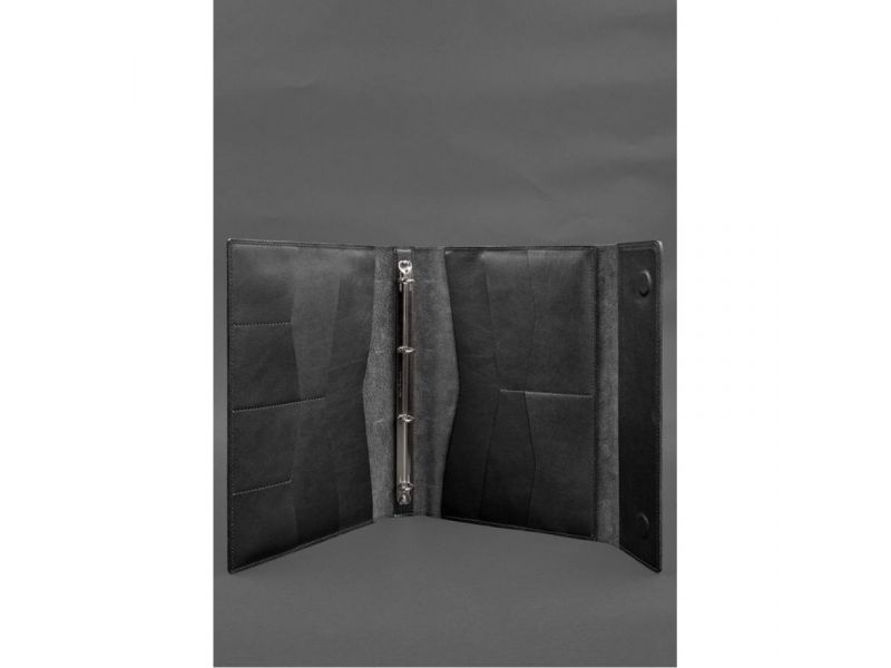 Кожаная папка для документов &amp;quot;Семейная&amp;quot; А4 на сегрегаторе с файлами черная, фото 5