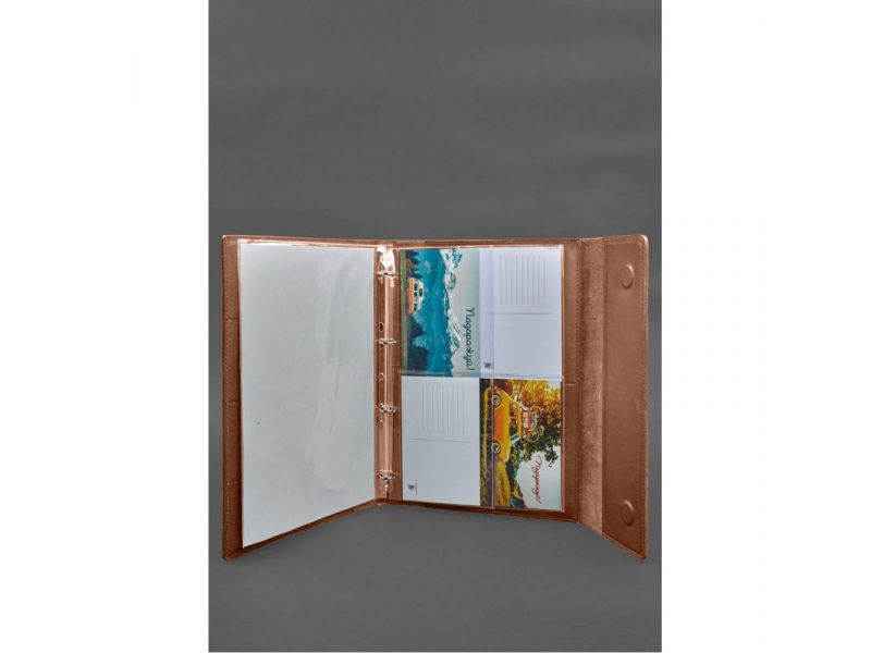 Кожаная папка для документов &amp;quot;Семейная&amp;quot; А4 на сегрегаторе с файлами светло-коричневая, фото 7