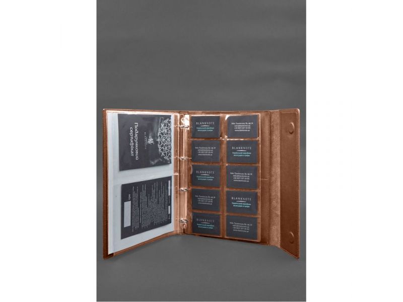 Кожаная папка для документов &amp;quot;Семейная&amp;quot; А4 на сегрегаторе с файлами светло-коричневая, фото 8