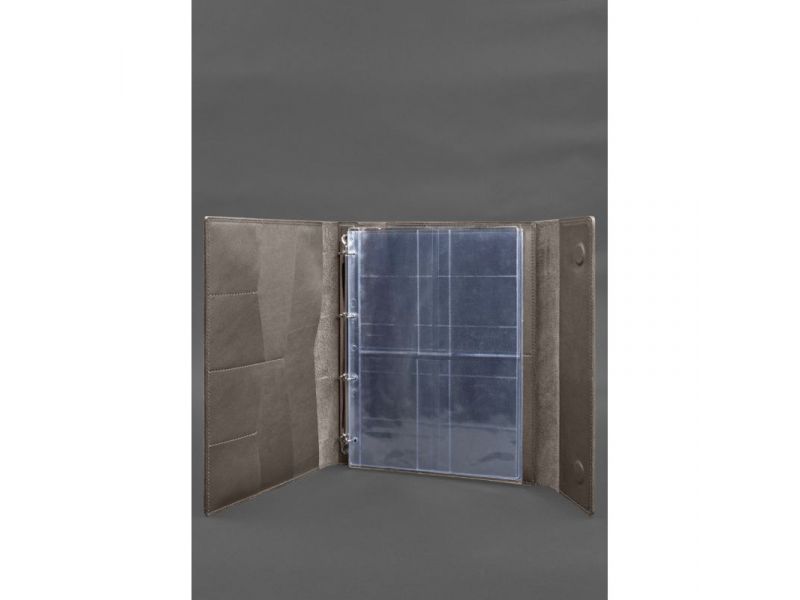 Кожаная папка для документов &amp;quot;Семейная&amp;quot; А4 на сегрегаторе с файлами темно-бежевая, фото 2