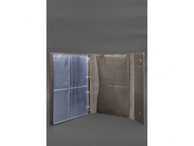 Кожаная папка для документов &amp;quot;Семейная&amp;quot; А4 на сегрегаторе с файлами темно-бежевая, фото 3