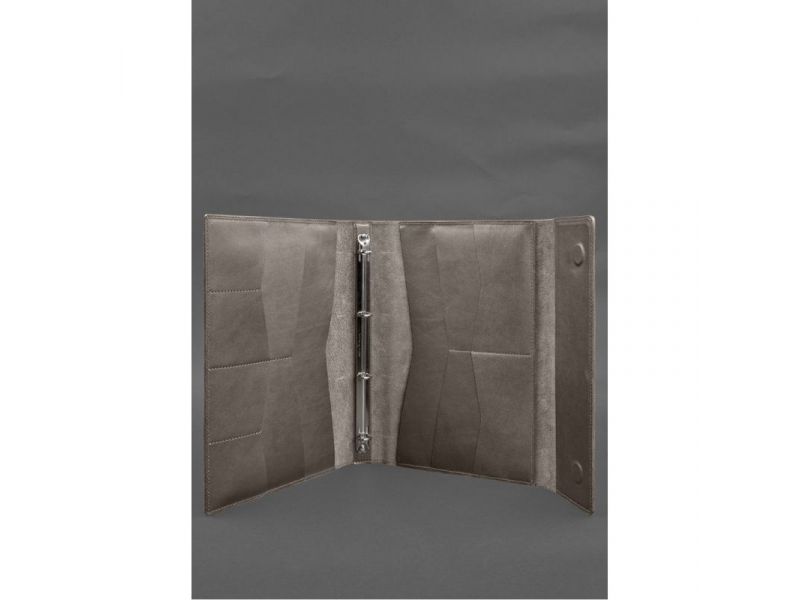 Кожаная папка для документов &amp;quot;Семейная&amp;quot; А4 на сегрегаторе с файлами темно-бежевая, фото 5