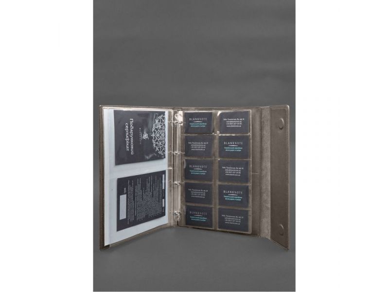 Кожаная папка для документов &amp;quot;Семейная&amp;quot; А4 на сегрегаторе с файлами темно-бежевая, фото 8