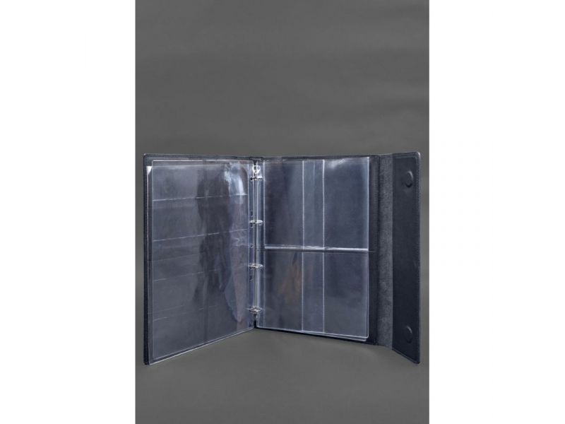 Кожаная папка для документов &amp;quot;Семейная&amp;quot; А4 на сегрегаторе с файлами темно-синяя, фото 4