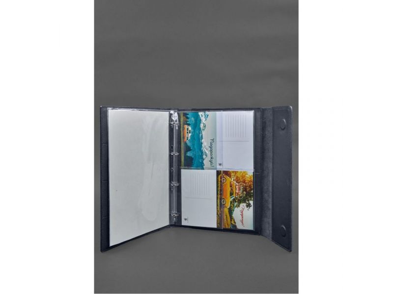 Кожаная папка для документов &amp;quot;Семейная&amp;quot; А4 на сегрегаторе с файлами темно-синяя, фото 7