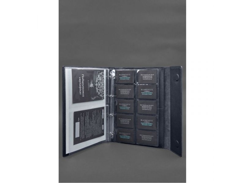 Кожаная папка для документов &amp;quot;Семейная&amp;quot; А4 на сегрегаторе с файлами темно-синяя, фото 8