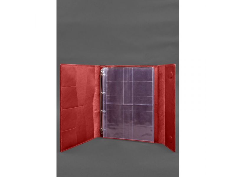 Кожаная папка для документов &amp;quot;Семейная&amp;quot; А4 на сегрегаторе с файлами красный, фото 2