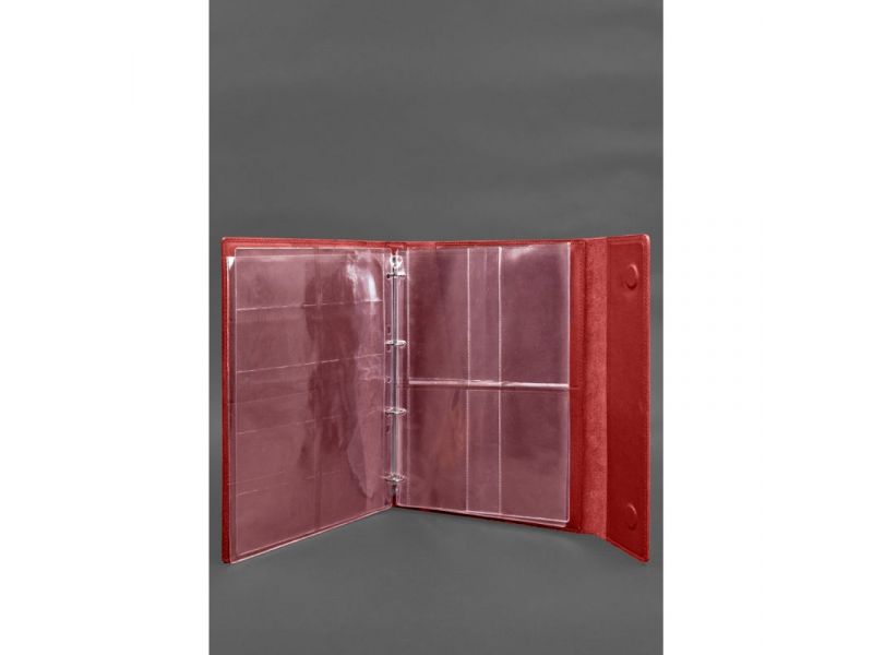 Кожаная папка для документов &amp;quot;Семейная&amp;quot; А4 на сегрегаторе с файлами красный, фото 4