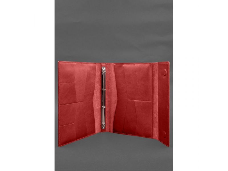 Кожаная папка для документов &amp;quot;Семейная&amp;quot; А4 на сегрегаторе с файлами красный, фото 5