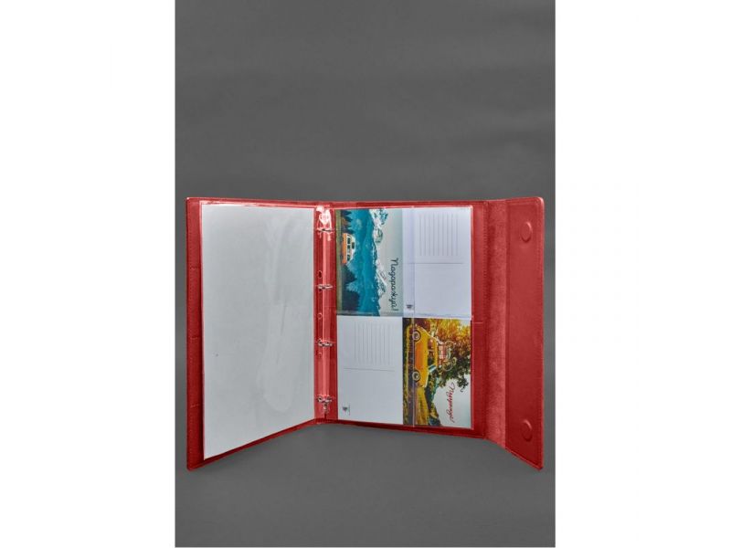 Кожаная папка для документов &amp;quot;Семейная&amp;quot; А4 на сегрегаторе с файлами красный, фото 7