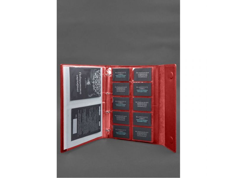 Кожаная папка для документов &amp;quot;Семейная&amp;quot; А4 на сегрегаторе с файлами красный, фото 8